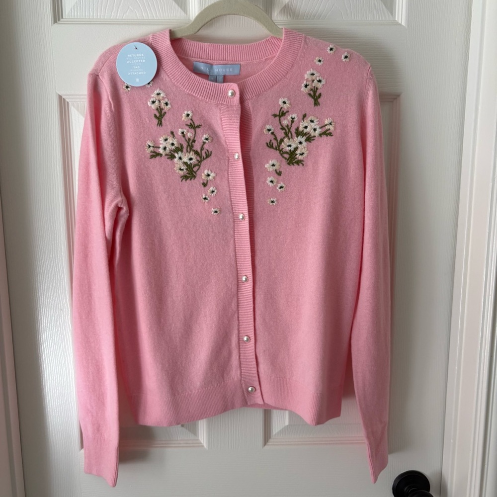 New Hill House Pink Floral Audrey Cardigan